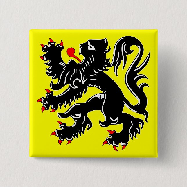 Flanders, Belgium flag 2 Inch Square Button (Front)