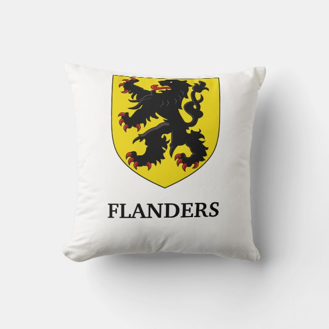 Flanders Coat of Arms Heraldic Lion Throw Pillow (Front)