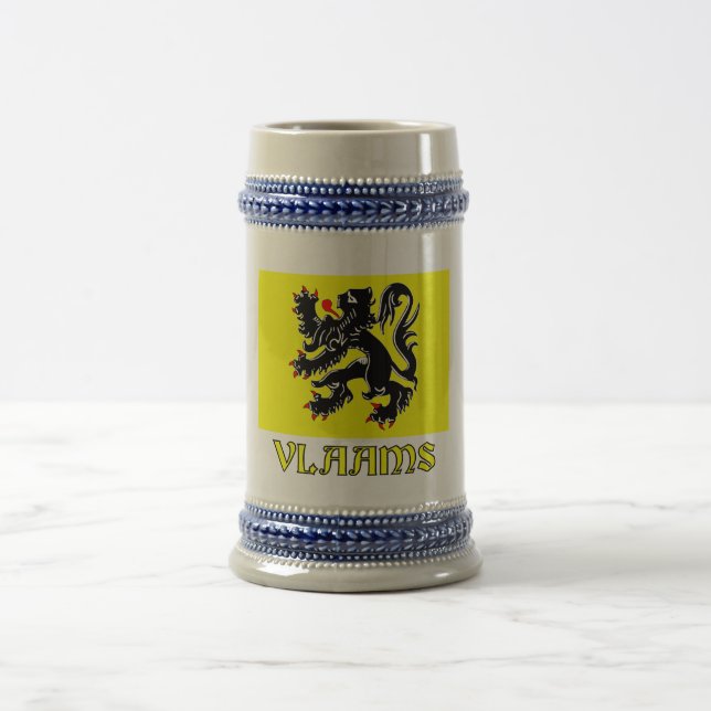 Flanders Region Flag with Name Beer Stein (Center)