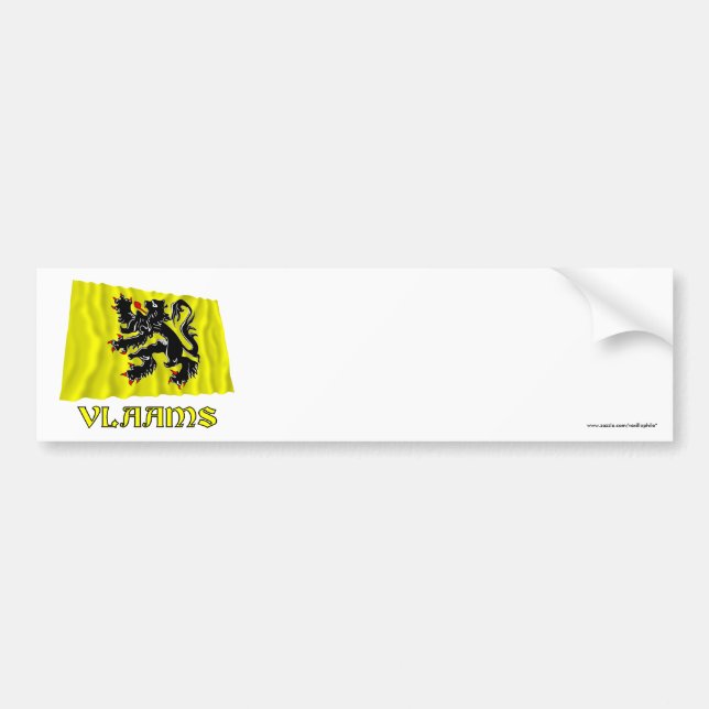 Flanders Region Waving Flag with Name Bumper Sticker (Front)