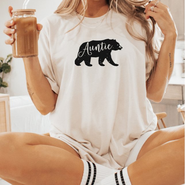 Flannel Adventure Auntie Bear Baby Shower T-Shirt (Auntie Bear Shirt)