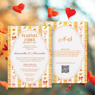 Flannel and Cider Fall Rehearsal Dinner Invitation
