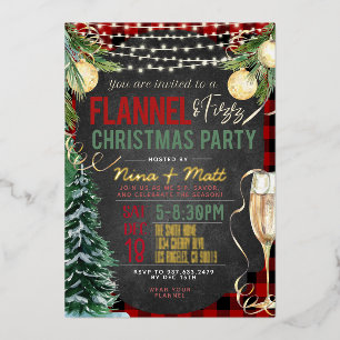 Flannel and Fizz Christmas Party Invitation