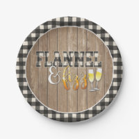 Flannel and Fizz Paper Plate - White - Wood
