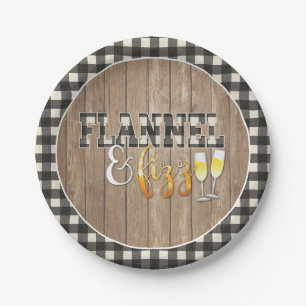 Flannel and Fizz Paper Plate - White - Wood