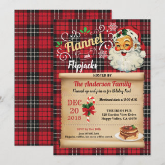 Flannel and flipjacks pajama and pancake party inv invitation