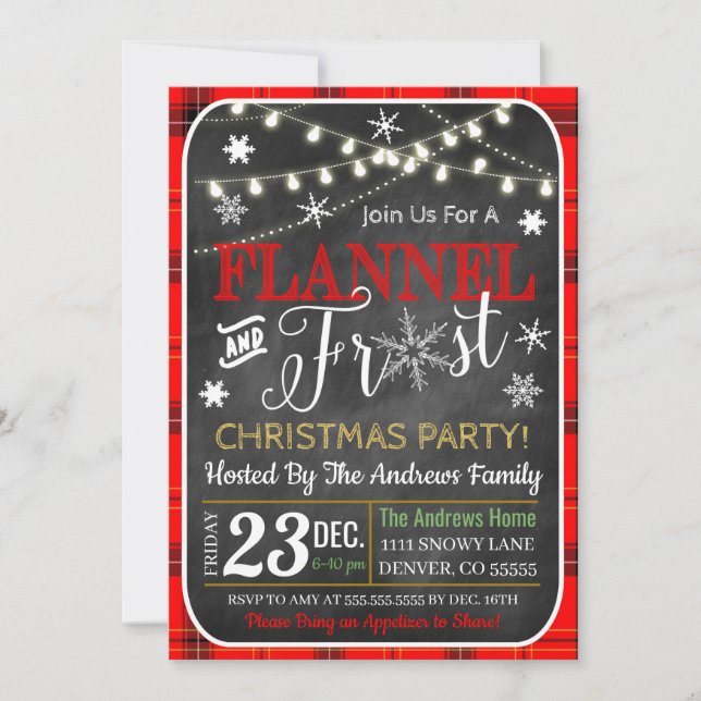 Flannel and Frost Christmas Invitation (Front)
