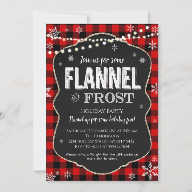 Flannel and Frost Christmas Invitation (Front)