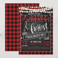 Flannel and Frost Christmas Party Invitation Red/L