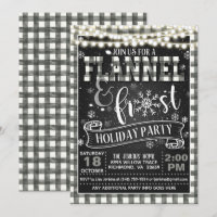 Flannel and Frost Holiday Party Invitation Wht/L