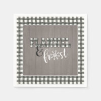 Flannel and Frost Paper Napkin - White - Grey Wood