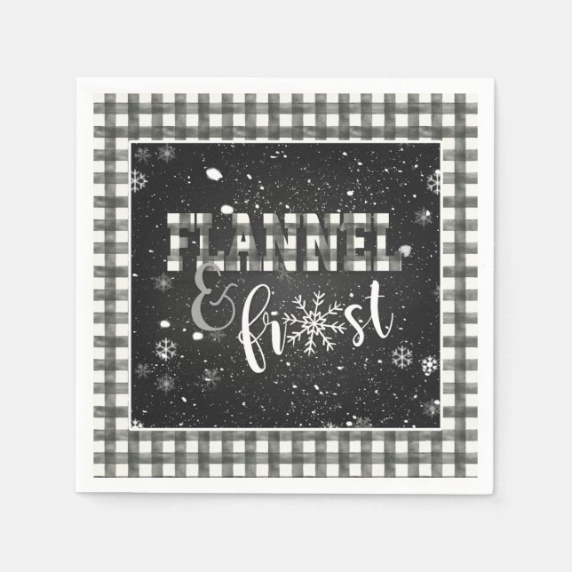 Flannel and Frost Paper Napkin - White - Snow (Front)