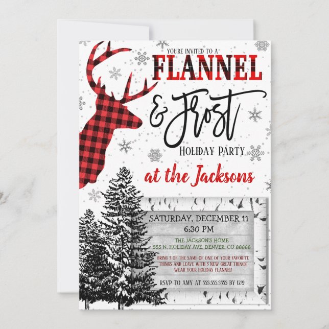 Flannel and Frost Party Invitation (Front)