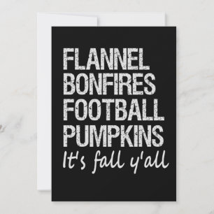 Flannel Bonfires Football Pumpkins It's Fall Y'all Holiday Card