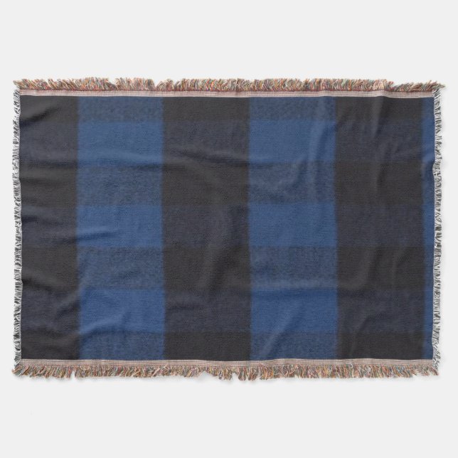 Flannel Buffalo Plaid Blue lumberjack texture Throw Blanket (Front)