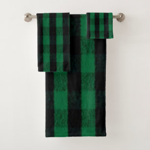 Flannel Buffalo Plaid Green lumberjack texture Bath Towel Set