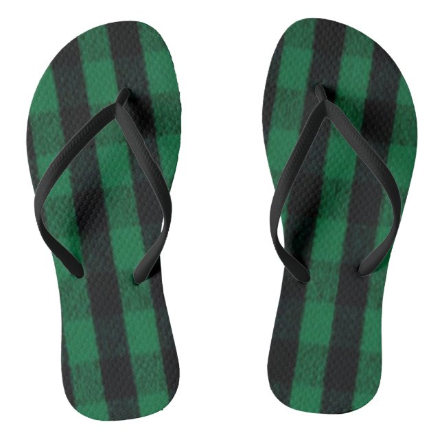 Flannel Buffalo Plaid Green lumberjack texture Flip Flops (Footbed)