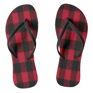 Flannel Buffalo Plaid Red lumberjack texture Flip Flops