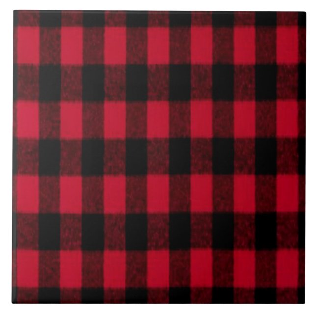 Flannel Buffalo Plaid Red lumberjack texture Tile (Front)
