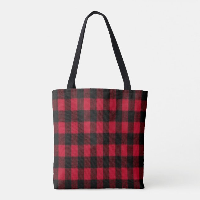Flannel Buffalo Plaid Red lumberjack texture Tote Bag (Back)