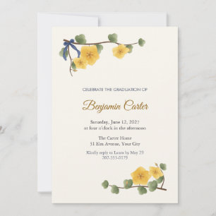 Flannel Bush Golden Flower Graduation Invitation