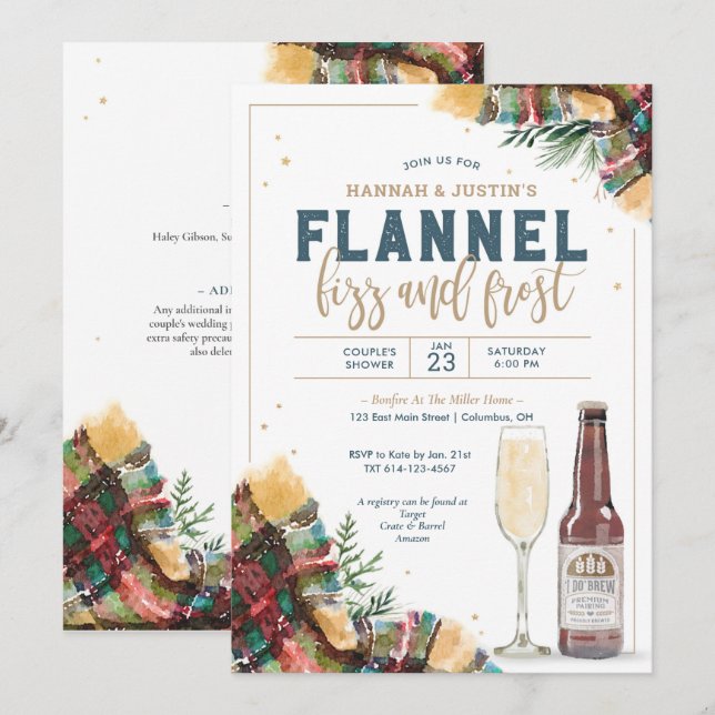 Flannel Fizz et Frost Couples Douche Invitation (Devant / Derrière)