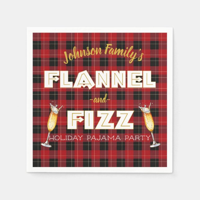 Flannel & Fizz| Red & Black Buffalo Plaid Party Napkin (Front)