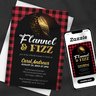 Flannel & Fizz Rouge et Noir Plaid Invitation de F