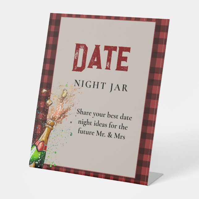 Flannel & fizz winte Bridal Shower Date Ideas Sign (Front)