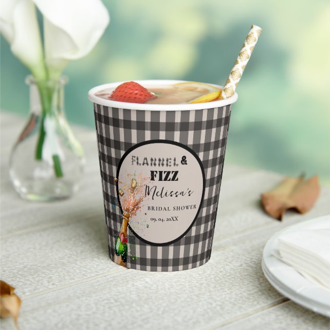 Flannel & fizz winter black  & White bridal shower Paper Cups (Insitu)