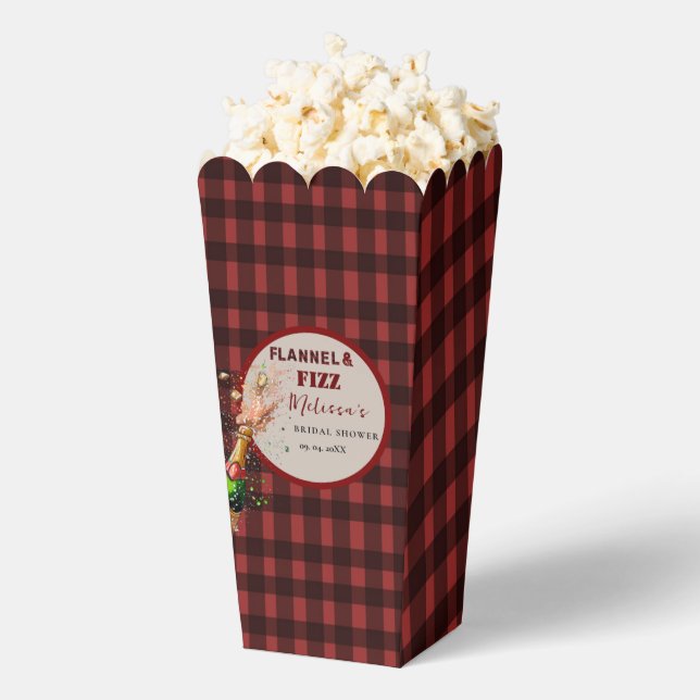 Flannel & fizz winter red &  black bridal shower favor box (Popped)