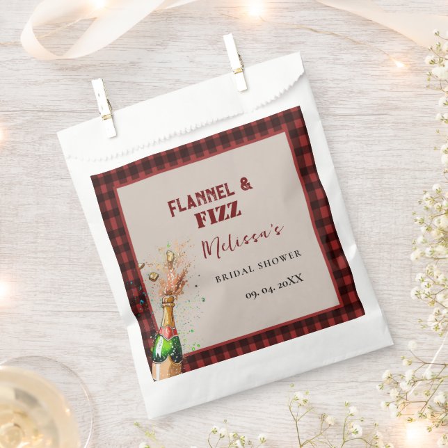 Flannel & fizz winter red &  black bridal shower favour bag (Clipped)