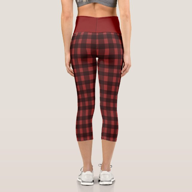 Flannel & fizz winter red & black pl Bridal Shower Capri Leggings (Back)