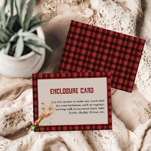 Flannel & fizz winter red black plaid Enclosure  Invitation