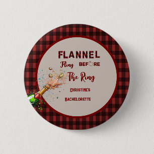 Flannel Fling before ring red plaid bachelorette 2 Inch Round Button