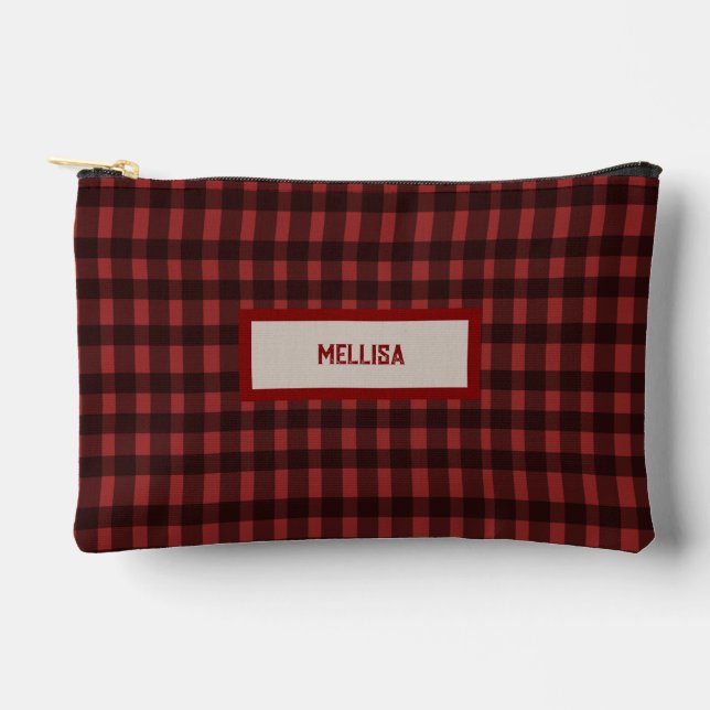 Flannel Fling before ring   red plaid bachelorette Accessory Pouch (Front)