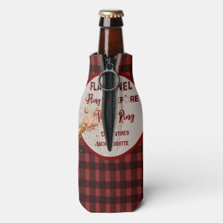 Flannel Fling before ring red plaid bachelorette Bottle Cooler
