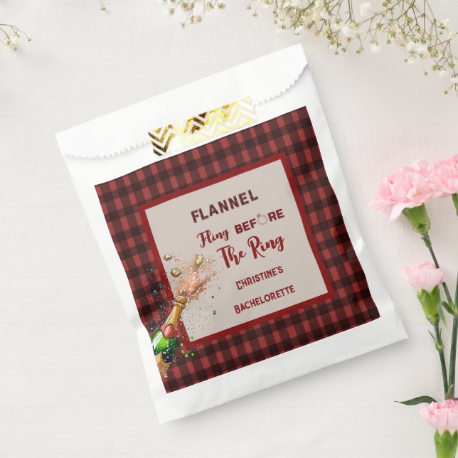 Flannel Fling before ring   red plaid bachelorette Favour Bag (Sealed)