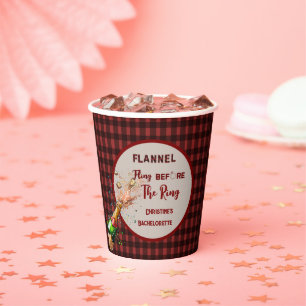 Flannel Fling before ring red plaid bachelorette Paper Cups
