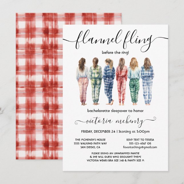 Flannel Fling Before the Ring Bachelorette Party Invitation (Front/Back)