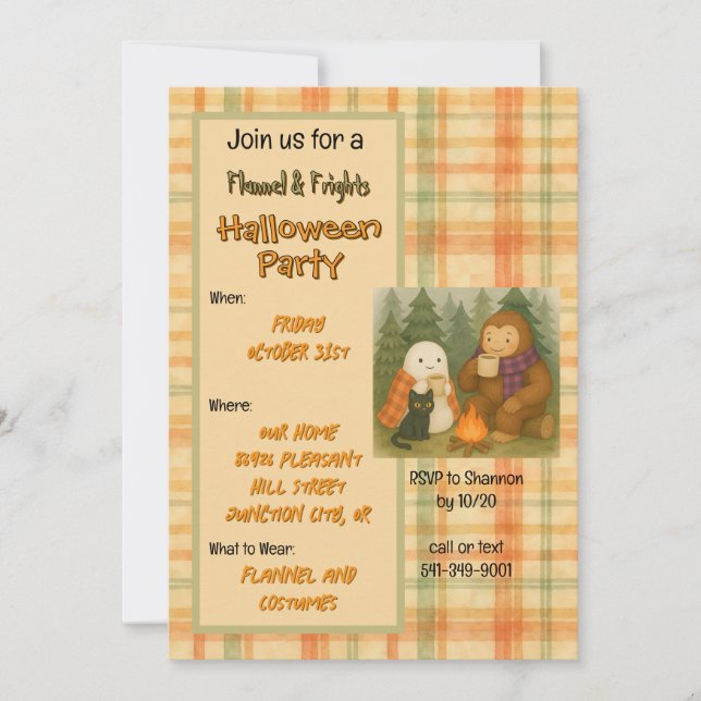 Flannel & Frights Halloween Party Invitation (Front)