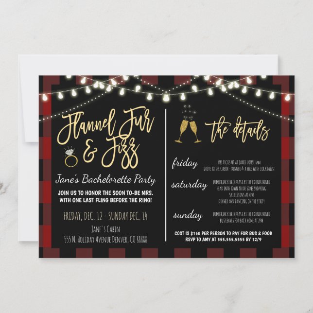 Flannel Fur and Fizz Party Invitation (Front)