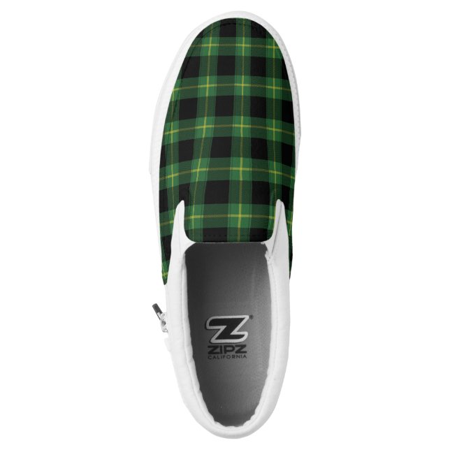 Flannel Green Buffalo Plaid Pattern Fall Autumn Slip-On Sneakers (Left Shoe Top)