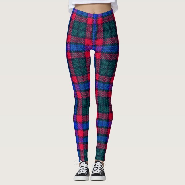 Flannel Women's leggings  in Red blue green (Front)