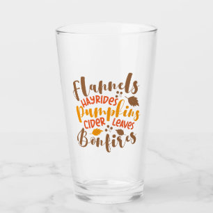 Flannels Hay Rides Pumpkins Cider Leaves Bonfires Glass