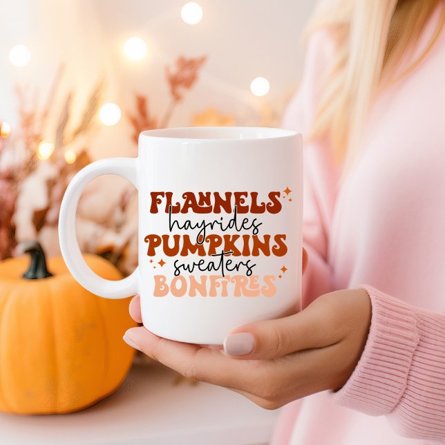 Flannels Hayrides Pumpkins Sweaters Bonfires Fall Coffee Mug (Creator Uploaded)