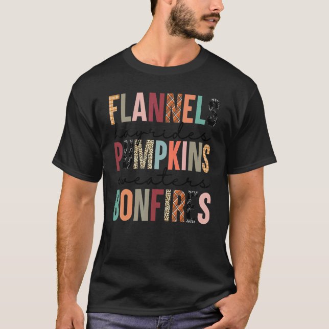 Flannels Hayrides Pumpkins Sweaters Bonfires Plaid (Front)