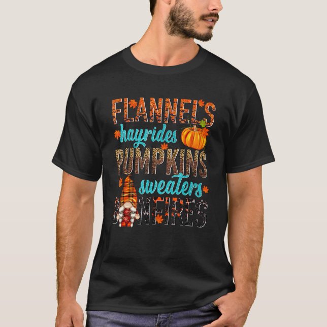 Flannels Hayrides Pumpkins Sweaters Bonfires Spice (Front)