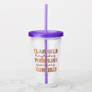 Flannels Pumpkins Bonfires Acrylic Tumbler