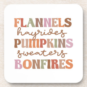 Flannels Pumpkins Bonfires Coaster